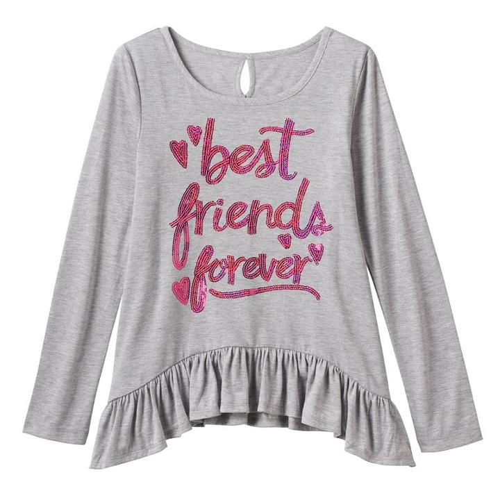 Girls Plus Size So&reg; Sharkbite Hem Keyhole Top, Girl's, Size: 16 1/2, Med Grey