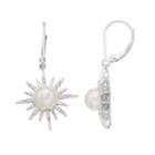 Simply Vera Vera Wang Sterling Silver Freshwater Cultured Pearl & 1/10 Carat T.w. Diamond Starburst Drop Earrings, Women's, White