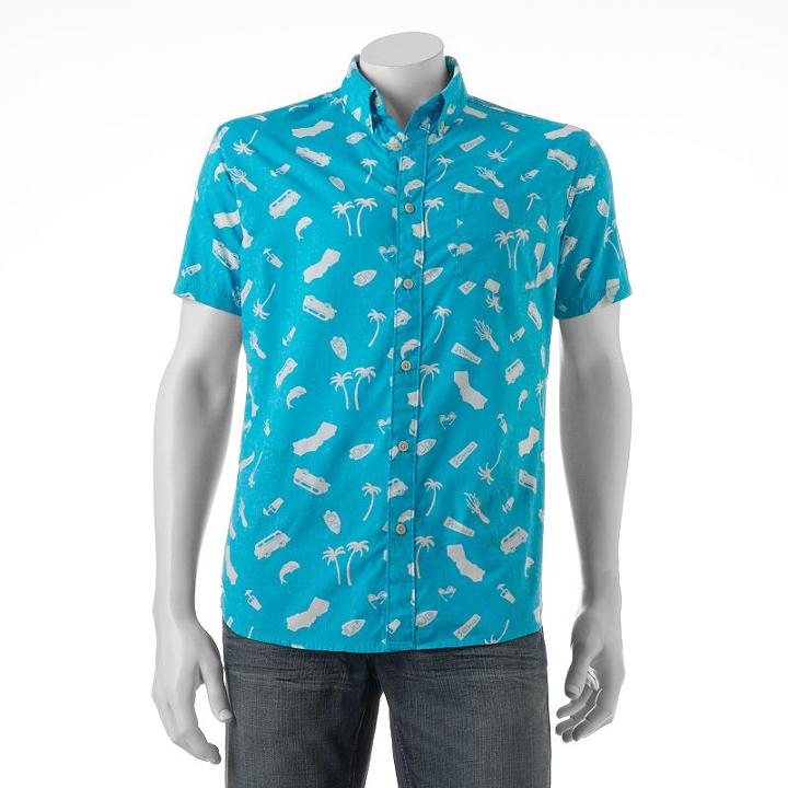 Men's Urban Pipeline&reg; Print Button-down Shirt, Size: Small, Brt Blue