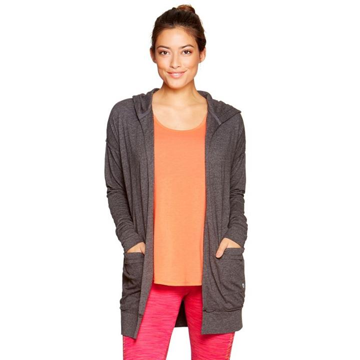 Women's Colosseum Hooded Long Sleeve Cardigan, Size: Large, Black