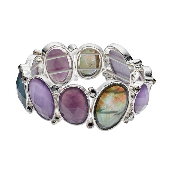 Napier Simulated Abalone Oval Stretch Bracelet, Women's, Purple Oth