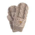 Muk Luks Women's Braided Cable-knit Mittens, Beig/green (beig/khaki)