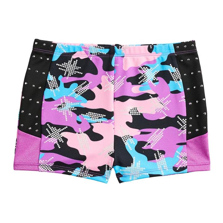 Girls 4-14 Jacques Moret Shiny Camo Dance Shorts, Size: Xs, Brown Over