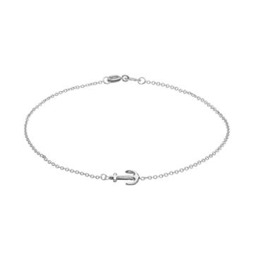 Barefootsies Silver Plated Anchor Anklet, Women's, Size: 9, Grey Other