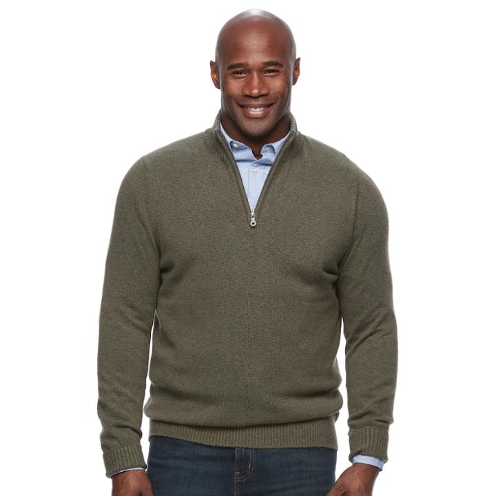 Big & Tall Croft & Barrow&reg; True Comfort Classic-fit Stretch Quarter-zip Sweater, Men's, Size: 3xl Tall, Dark Green