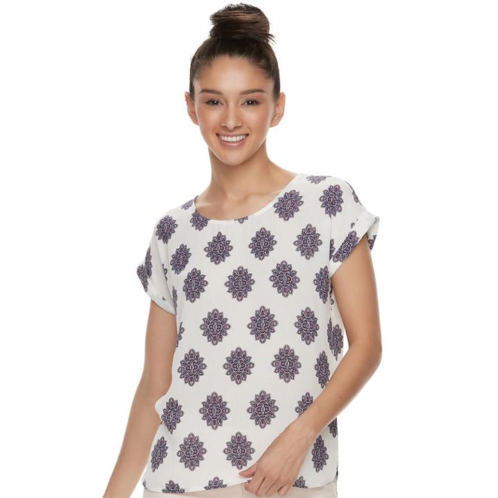 Juniors' Pink Republic Print Top, Teens, Size: Small, White