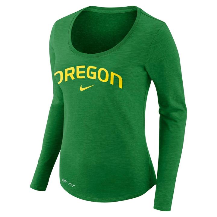 Women's Nike Oregon Ducks Slubbed Dri-fit Tee, Size: Xl, Green