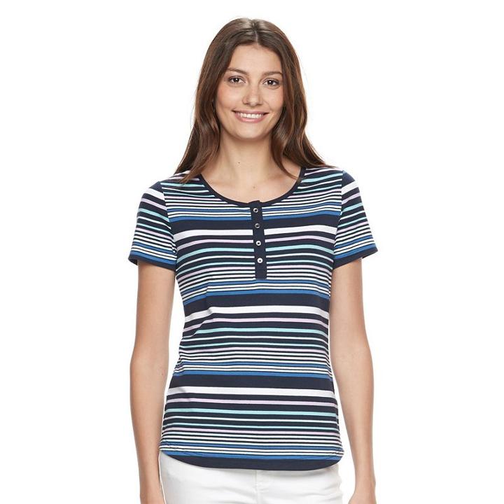 Women's Croft & Barrow&reg; Henley Tee, Size: Xxl, Dark Blue