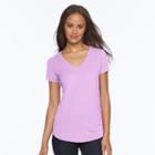 Juniors' So&reg; Short Sleeve V-neck Tee, Girl's, Size: Small, Brt Purple