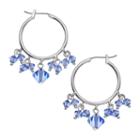 Crystal Avenue Silver-plated Crystal Hoop Earrings - Made With Swarovski Crystals, Women's, Blue
