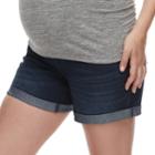 Maternity A:glow Cuffed Full Belly Panel Jean Shorts, Women's, Size: 2-mat, Dark Blue