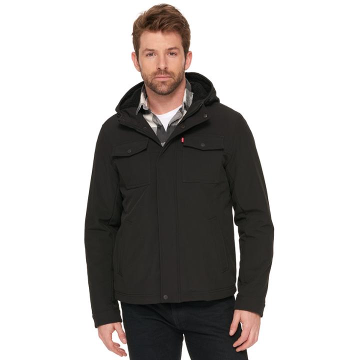 Big & Tall Levi's&reg; Sherpa-lined Softshell Trucker Jacket, Men's, Size: L Tall, Black
