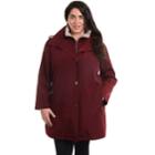 Plus Size Fleet Street Hooded Faux Silk Jacket, Women's, Size: 2xl, Merlot