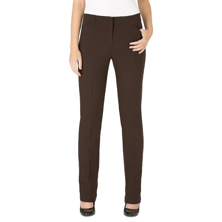 Women's Haggar&reg; Favorite Fit Twill Straight-leg Pants, Size: 2, Brown Over