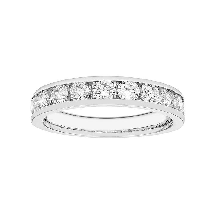 14k White Gold 1 Carat T.w. Diamond Anniversary Ring, Women's, Size: 6