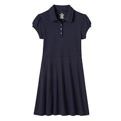 Girls 4-14 Chaps School Uniform Fit & Flare Short-sleeved Dress, Size: 12-14, Blue (navy)