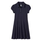 Girls 4-14 Chaps School Uniform Fit & Flare Short-sleeved Dress, Size: 12-14, Blue (navy)