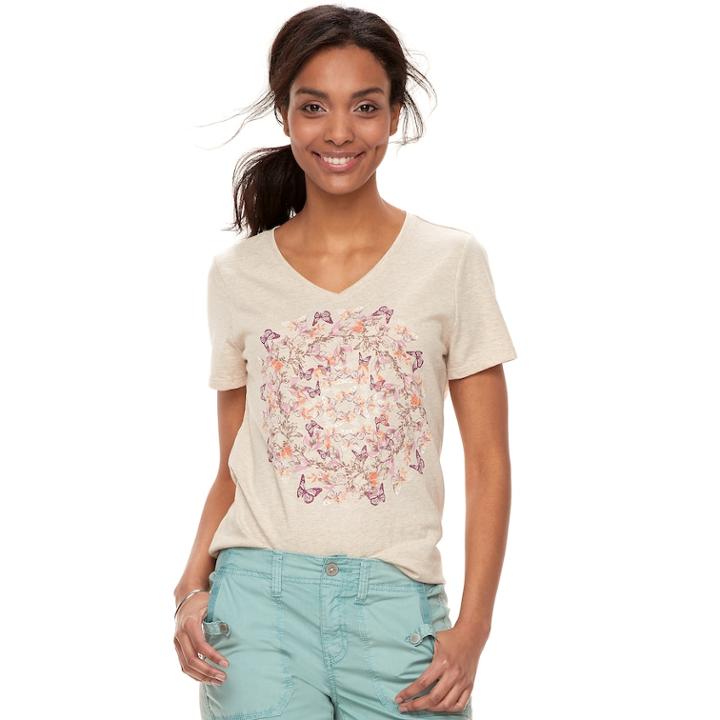 Women's Sonoma Goods For Life&trade; Graphic V-neck Tee, Size: Xxl, Lt Beige