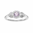 Lc Lauren Conrad 10k White Gold Amethyst & 1/8 Carat T.w. Diamond Flower Ring, Women's, Size: 9, Purple