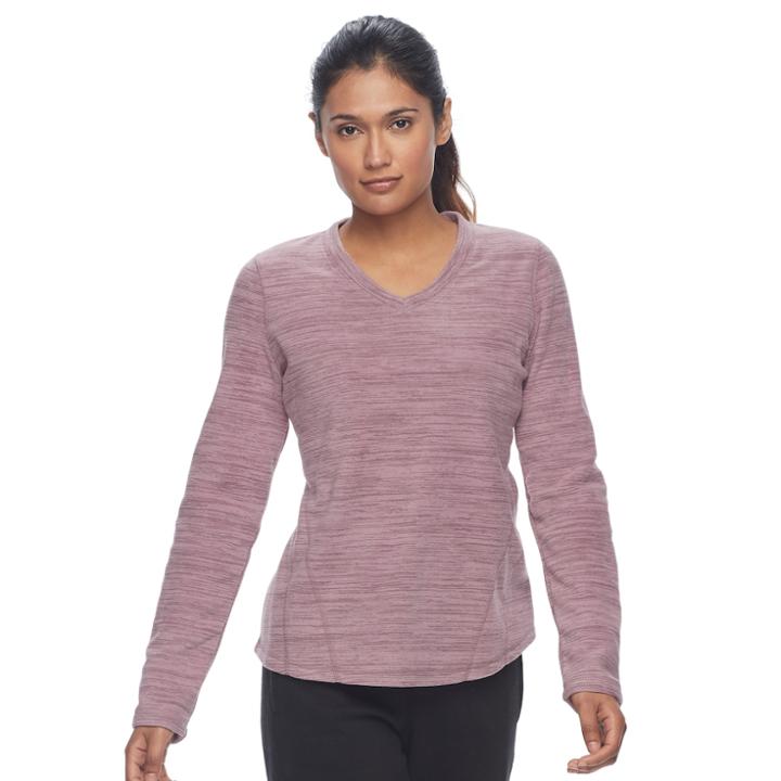 Petite Tek Gear&reg; Microfleece V-neck Tee, Women's, Size: M Petite, Dark Pink