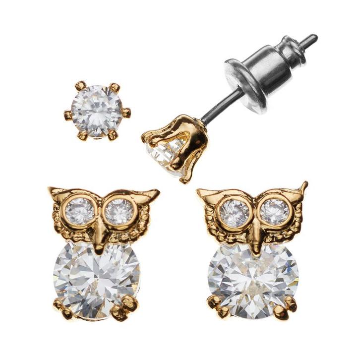 City By City Owl Stud Earring Set, Women's, Multicolor