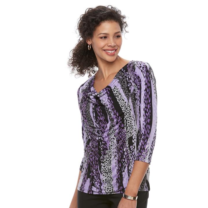 Women's Dana Buchman 3/4-sleeve Cowlneck Top, Size: Large, Med Purple