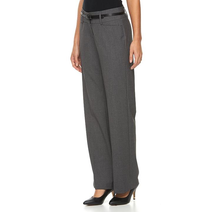 Women's Apt. 9&reg; Modern Fit Belted Dress Pants, Size: 2 T/l, Black