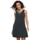 Juniors' Pink Republic Solid Strappy Trapeze Dress, Teens, Size: Small, Grey