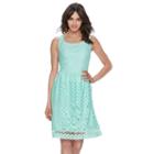 Women's Elle&trade; Scroll Lace Fit & Flare Dress, Size: 14, Turquoise/blue (turq/aqua)