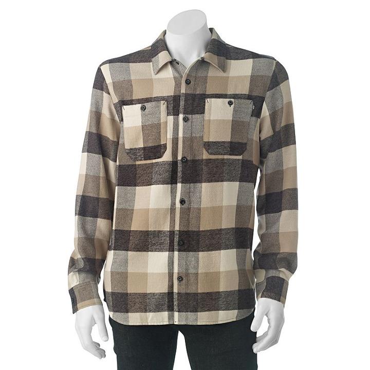 Men's Vans Plaid Woven Button-down Shirt, Size: Small, Black