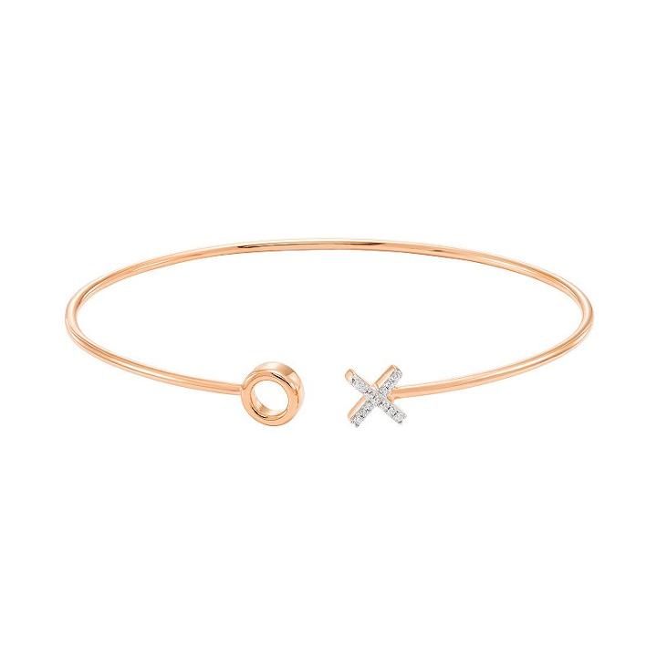 Sterling Silver Diamond Accent Xo Cuff Bracelet, Women's, Size: 6.5, Pink