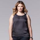 Plus Size Simply Vera Vera Wang Embellished High-low Tank, Women's, Size: 2xl, Grey (charcoal)
