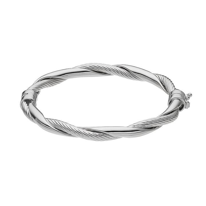 Sterling Silver Polished Twist Bangle Bracelet, Women's