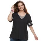 Plus Size So&reg; Lace-up Varsity Tee, Teens, Size: 1xl, Black