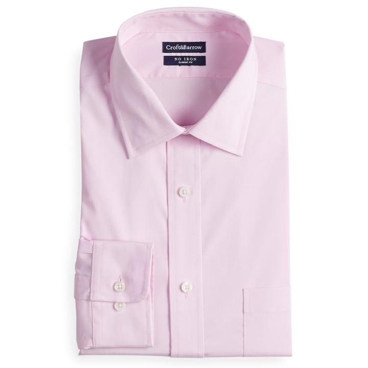 Men's Croft & Barrow&reg; Slim-fit Non-iron Stretch Dress Shirt, Size: 16.5-34/35, Light Pink