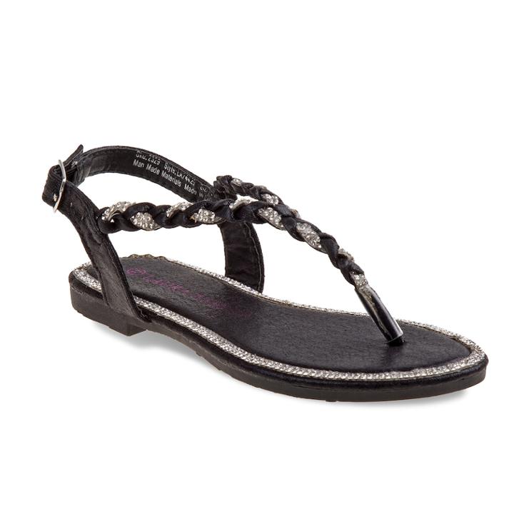 Laura Ashley Braided Toddler Girls' Sandals, Size: 13, Black