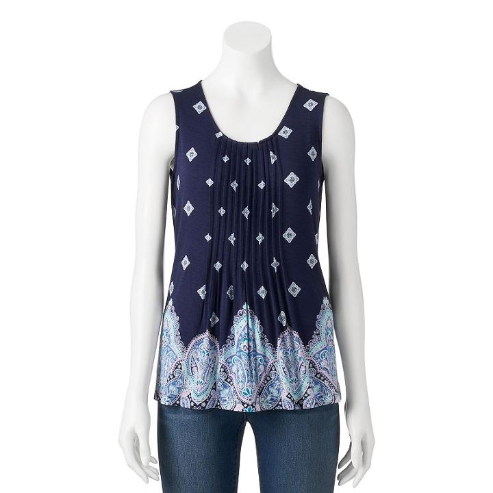 Petite Croft & Barrow&reg; Pintuck Tank, Women's, Size: M Petite, Blue