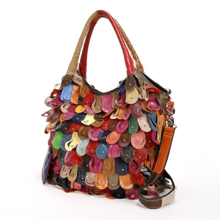 Amerileather Peacock Leather Convertible Shopper, Women's, Multicolor
