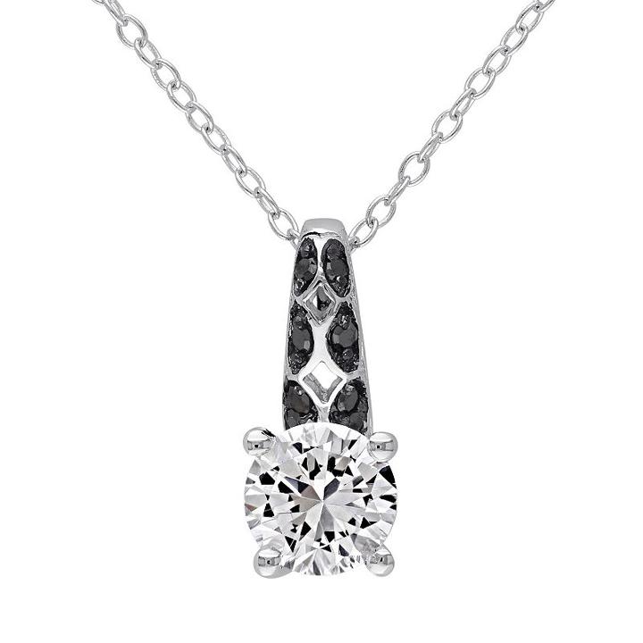 Lab-created White Sapphire & 1/6 Carat T.w. Black Diamond Sterling Silver Pendant Necklace, Women's, Size: 18