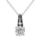 Lab-created White Sapphire & 1/6 Carat T.w. Black Diamond Sterling Silver Pendant Necklace, Women's, Size: 18