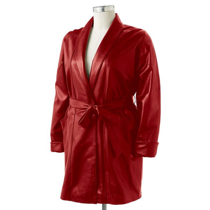 Women's Excelled Leather Coat, Size: Medium, Red