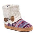 Muk Luks Women's Patti Cuffed Button Bootie Slippers, Size: Large, White