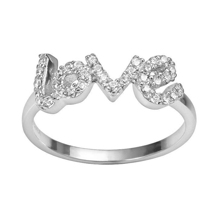 Sophie Miller Sterling Silver Cubic Zirconia Love Ring, Women's, Size: 6, White
