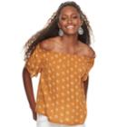 Juniors' Rewind Woven Off-the-shoulder Top, Teens, Size: Medium, Gold