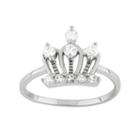 Junior Jewels Cubic Zirconia Sterling Silver Crown Ring, Women's, White