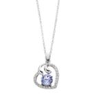 Brilliance Silver Tone Heart Pendant Necklace With Swarovski Crystals, Women's, Purple