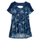 Girls 7-16 & Plus Size Mudd&reg; Lace-pieced Keyhole Swing Tee, Size: 7-8, Med Blue