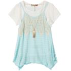 Girls 7-16 Speechless Lace T-shirt Top & Necklace Set, Girl's, Size: Small, Light Blue