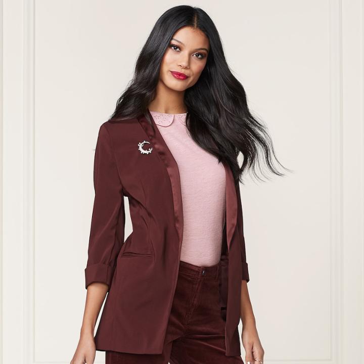 Lc Lauren Conrad Runway Collection Satin Trim Blazer - Women's, Size: 6, Dark Pink