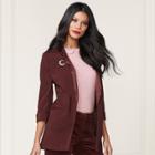 Lc Lauren Conrad Runway Collection Satin Trim Blazer - Women's, Size: 6, Dark Pink